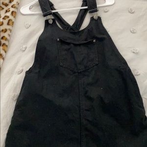 black overall dress